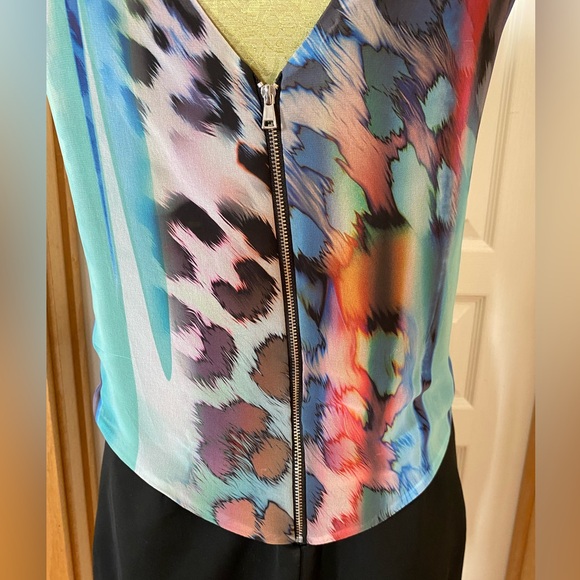 Bebe Dress Mini Sleeveless Crop Black Skirt Multicolour Top Size Large New - Picture 6 of 11